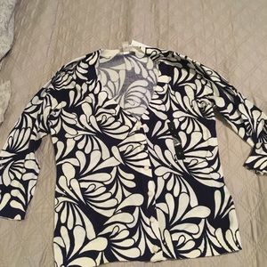 Navy and white abstract Banana Republic cardigan